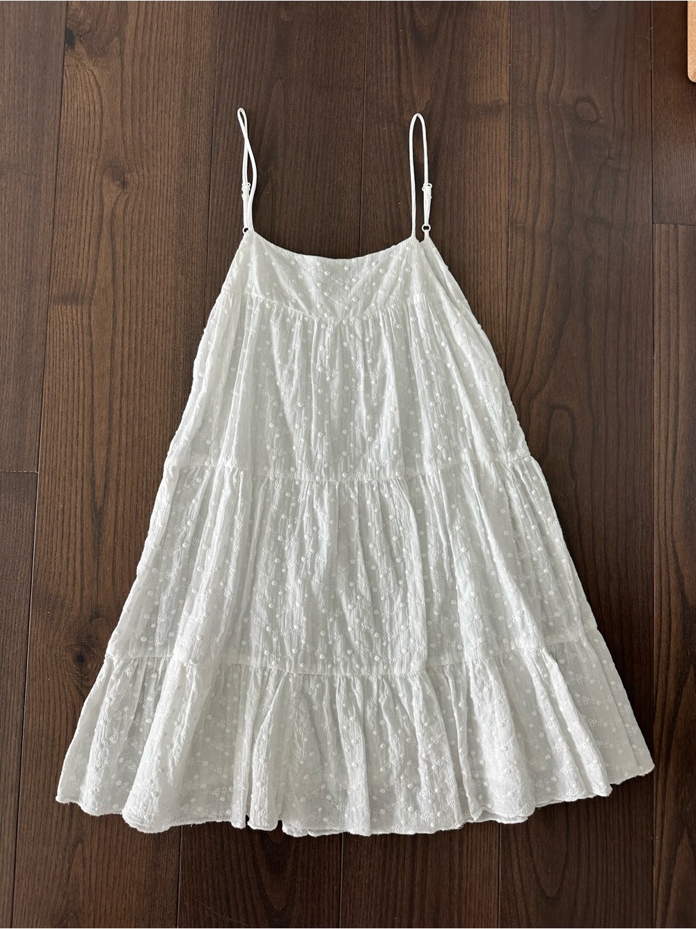 Gypsy Rose White Eyelet Tiered Spaghetti Strap Dress
